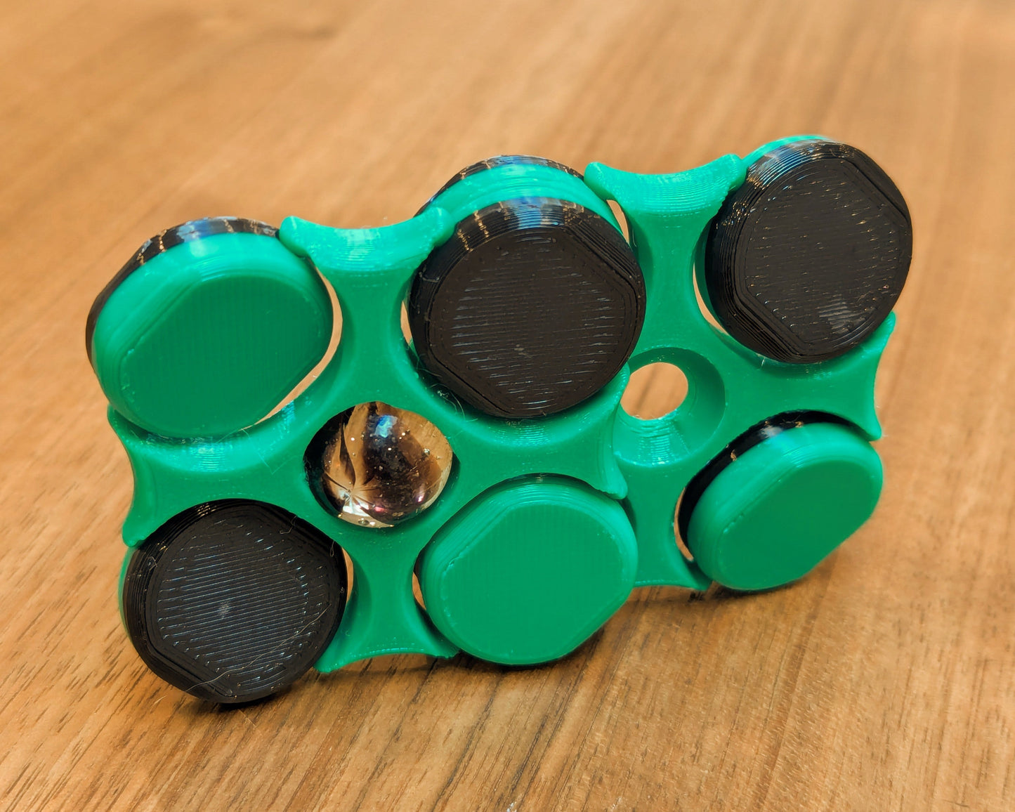 LodeStones Fidget Pair: Black on Green (3D printed PETG)