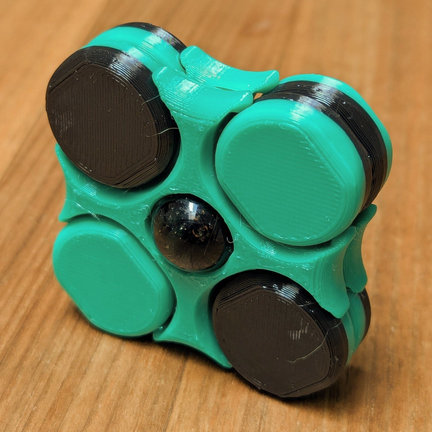 LodeStones Fidget Pair: Black on Green (3D printed PETG)